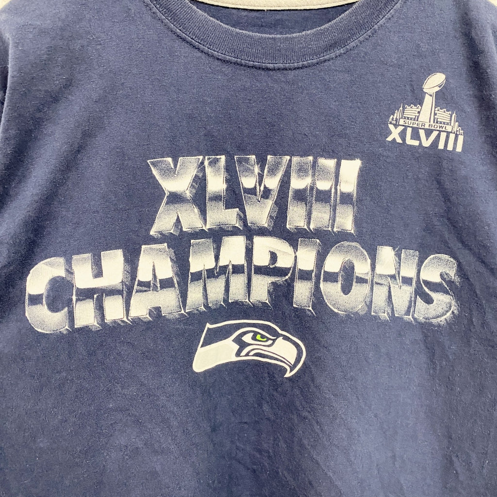 古着 used　NIKE　ナイキ　半袖クルーネックプリントＴシャツ　シアトルシーホークス　フットボール　ネイビー　Sサイズ