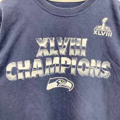 古着 used　NIKE　ナイキ　半袖クルーネックプリントＴシャツ　シアトルシーホークス　フットボール　ネイビー　Sサイズ