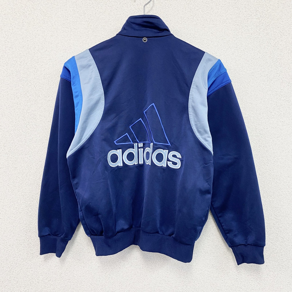 90s　adidas　アディダス　トラックジャケット/ジャージ　パフォーマンスロゴ　刺繍ロゴ　デカロゴ　紺　ネイビー　Mサイズ