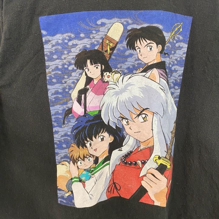 古着 used　犬夜叉　半袖アニメプリントTシャツ　キャラクターデザイン　コットン100％　黒　ブラック　Mサイズ
