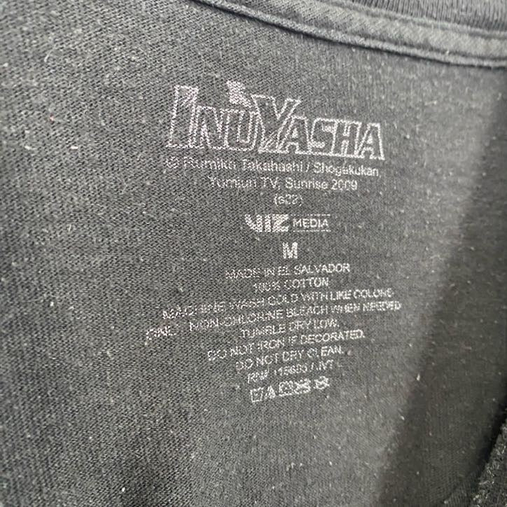 古着 used　犬夜叉　半袖アニメプリントTシャツ　キャラクターデザイン　コットン100％　黒　ブラック　Mサイズ