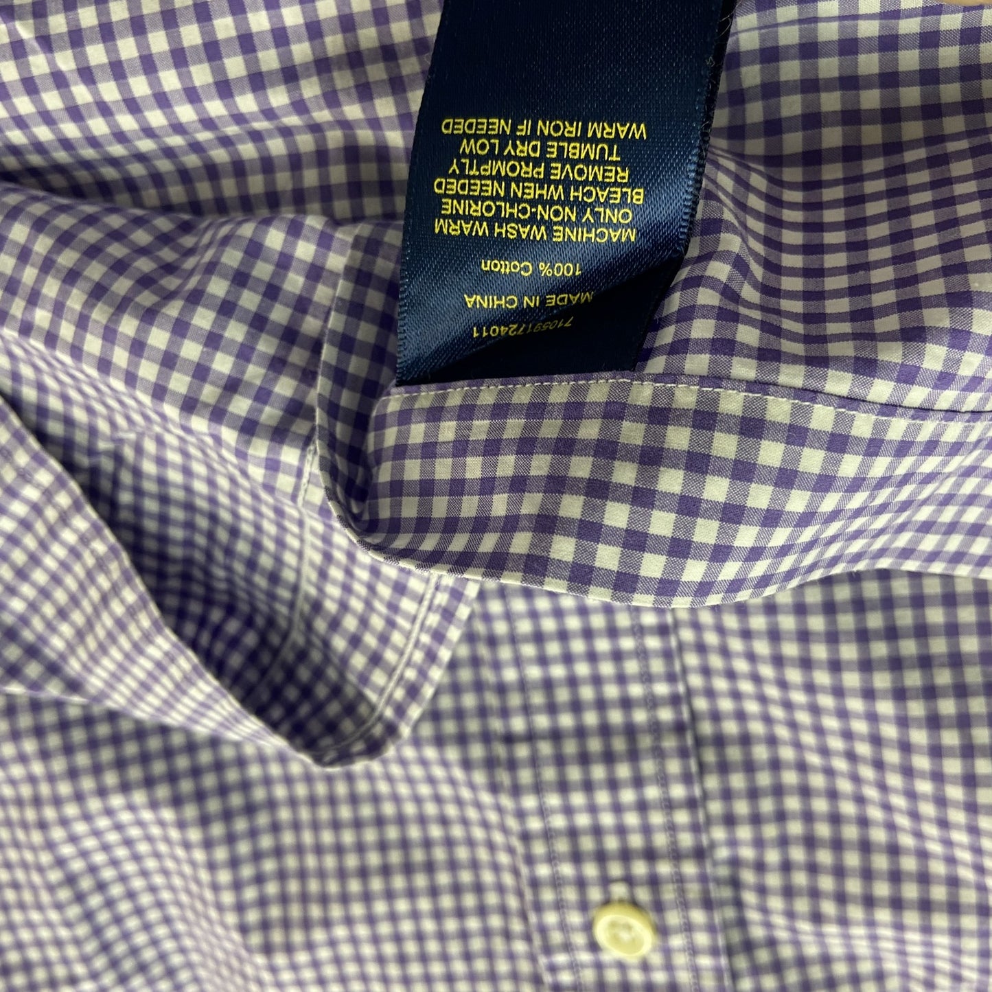 RALPH LAUREN　ラルフローレン　長袖シャツ　ギンガムチェック柄　紫　パープル　XSサイズ