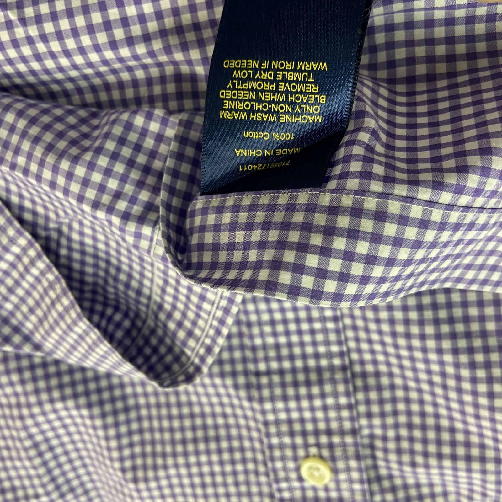 RALPH LAUREN　ラルフローレン　長袖シャツ　ギンガムチェック柄　紫　パープル　XSサイズ