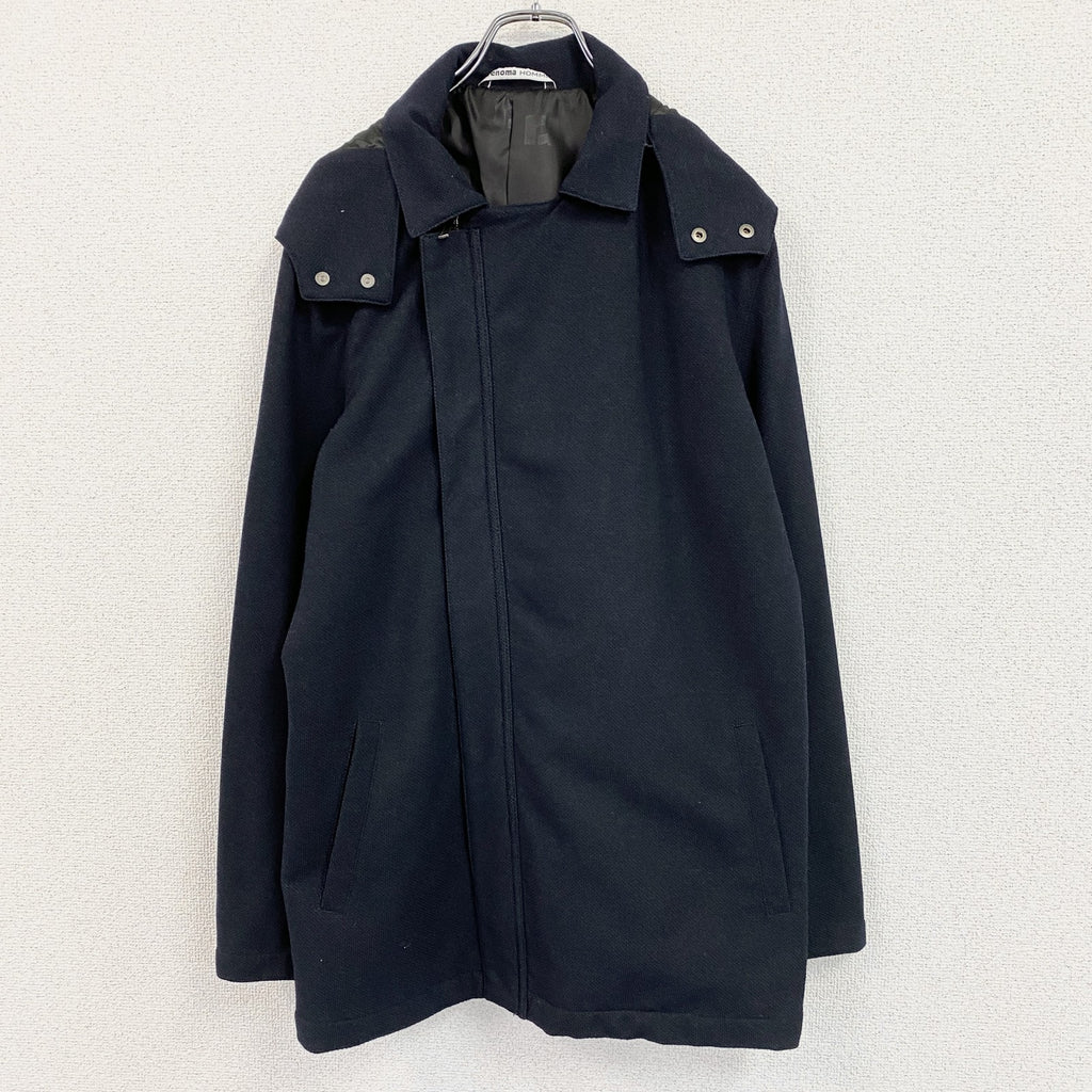 renoma HOMME　レノマオム　フーデッドコート　比翼仕立て　紺　ネイビー　Lサイズ