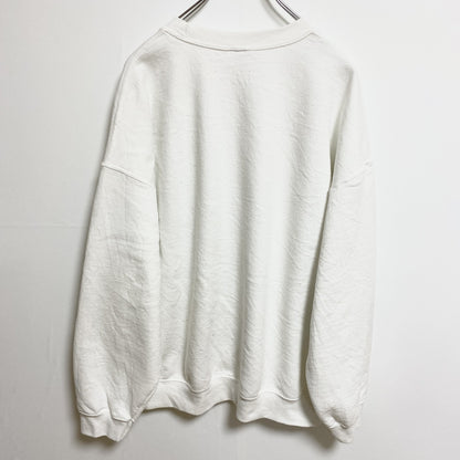 古着 used　DHS　長袖ワッペンスウェット　トレーナー　白　ホワイト　クルーネック　レトロデザイン　秋冬服　ビッグシルエット