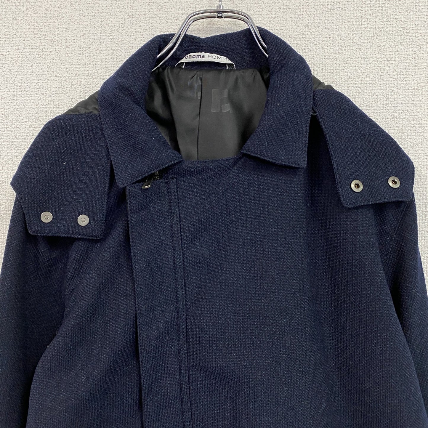 renoma HOMME　レノマオム　フーデッドコート　比翼仕立て　紺　ネイビー　Lサイズ