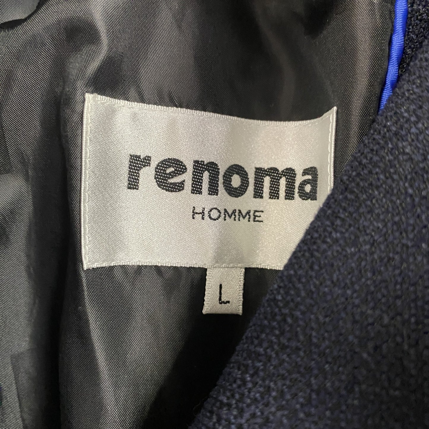 renoma HOMME　レノマオム　フーデッドコート　比翼仕立て　紺　ネイビー　Lサイズ