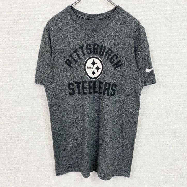 古着 used　NIKE　ナイキ　NFL　半袖プリントデザインＴシャツ　ピッツバーグスティーラーズ　クルーネック　グレー　Mサイズ