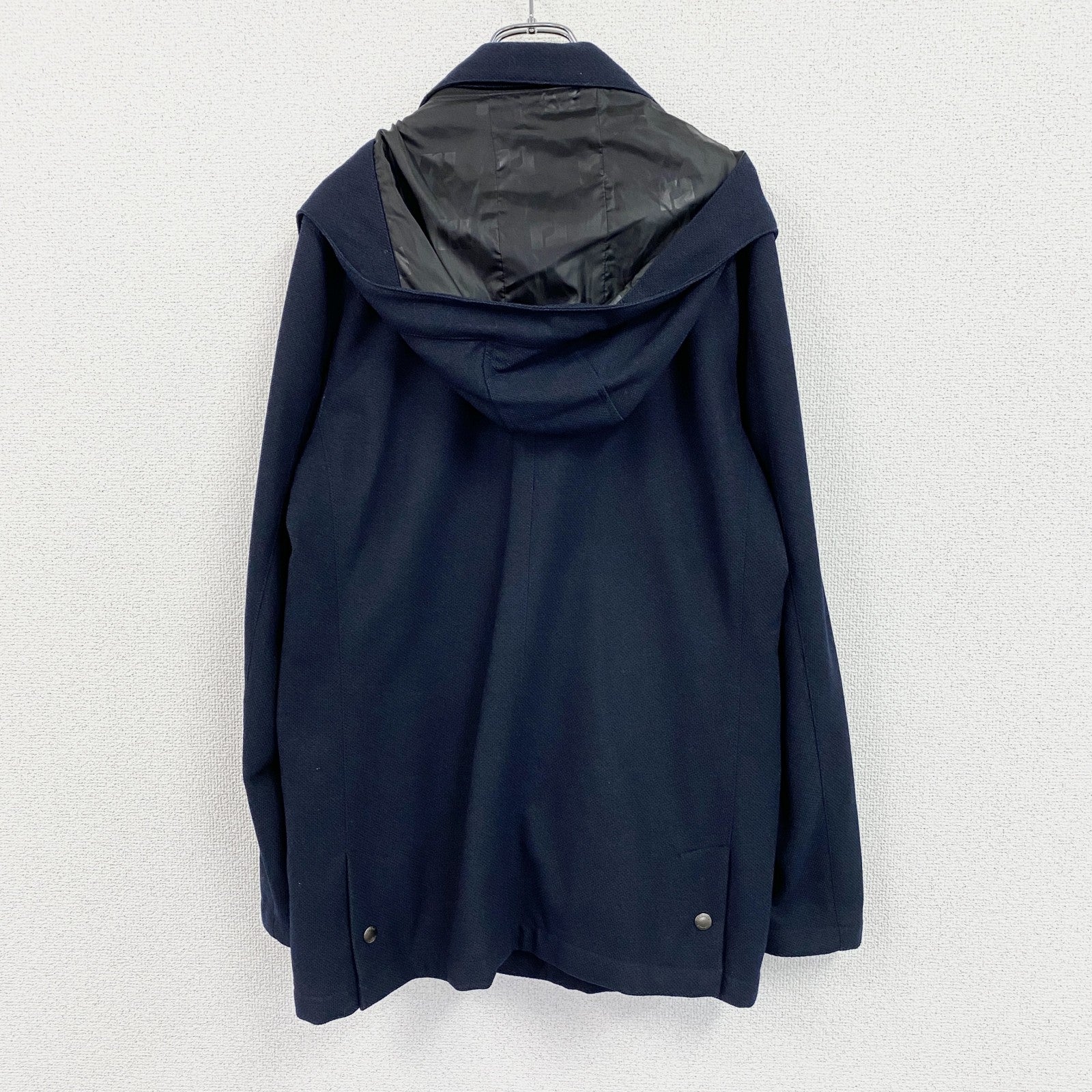 renoma HOMME　レノマオム　フーデッドコート　比翼仕立て　紺　ネイビー　Lサイズ
