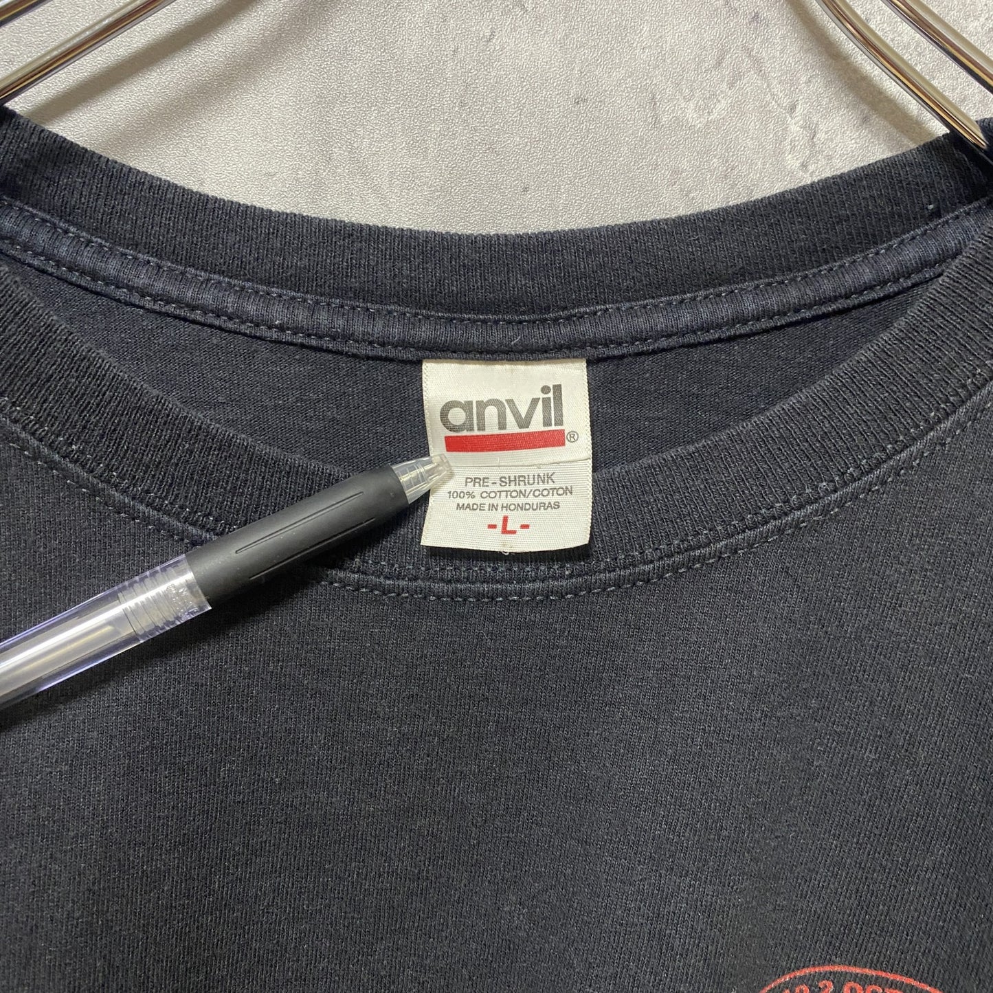古着 used　anvil　アンヴィル　半袖プリントTシャツ　フクロウ　バックプリント　アニマル柄　レトロ　黒　ブラック　Lサイズ