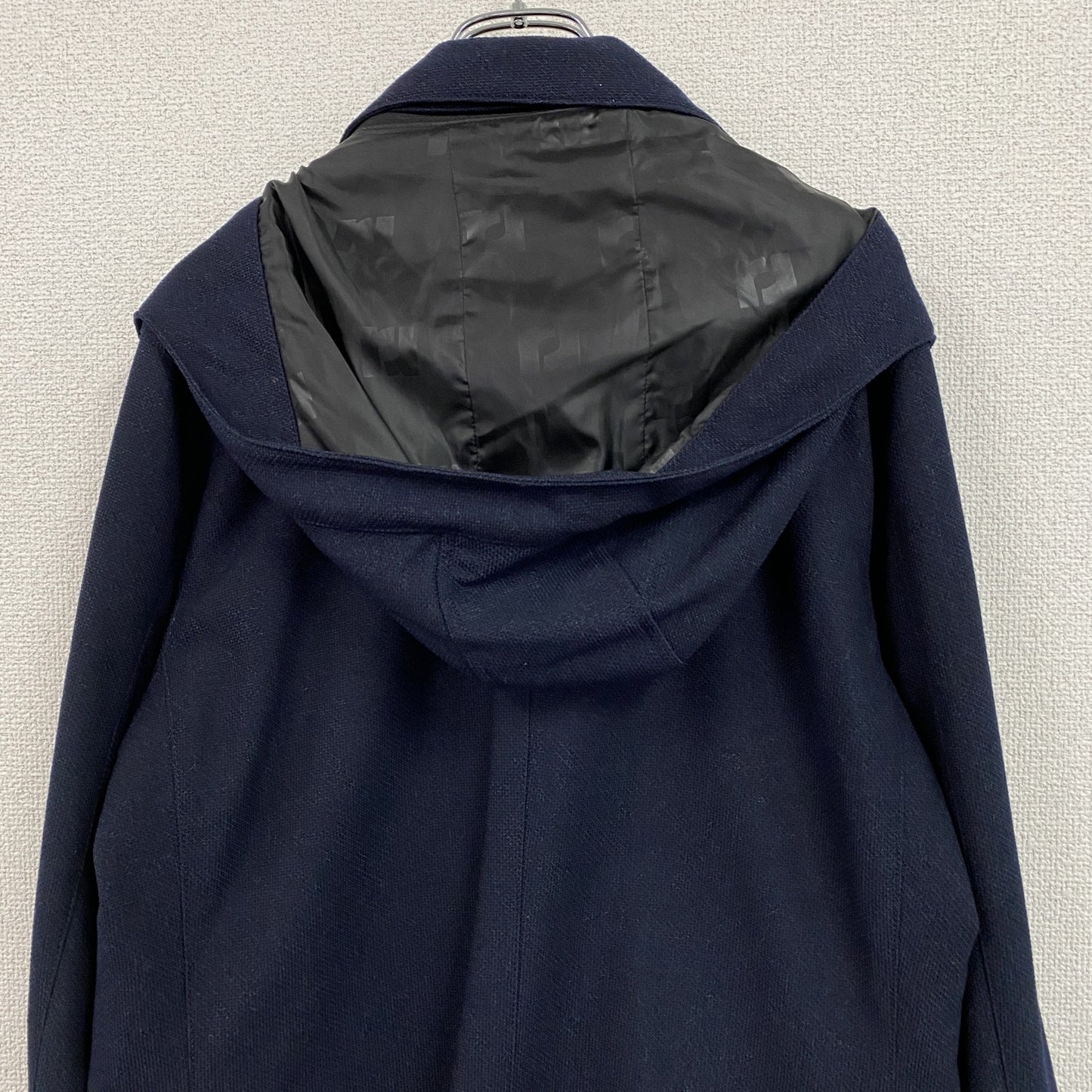 renoma HOMME　レノマオム　フーデッドコート　比翼仕立て　紺　ネイビー　Lサイズ