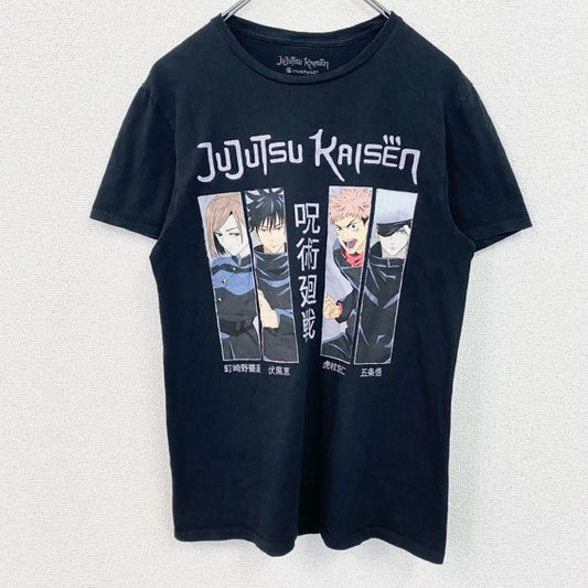 古着 used　呪術廻線　半袖アニメプリントTシャツ　キャラクターデザイン　クルーネック　黒　ブラック　Sサイズ