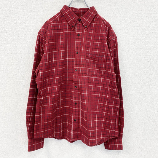 Eddie Bauer　エディーバウアー　長袖シャツ　ボタンダウンシャツ　チェック柄　赤　レッド　Lサイズ