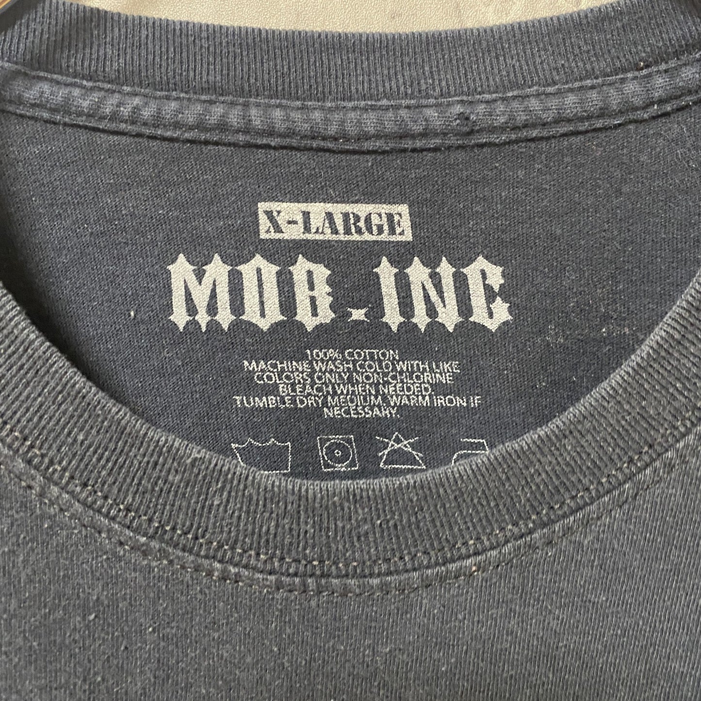 古着 used　MOB INK　半袖プリントTシャツ　アメリカ　国旗　黒　ブラック　レトロデサイン　ビッグシルエット　XLサイズ