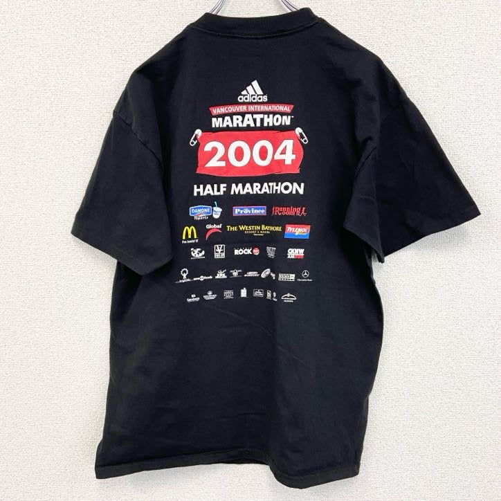 古着 used　00s　Adidas　アディダス　半袖プリントTシャツ　バンクーバー　ハーフマラソン　黒　ブラック　Sサイズ
