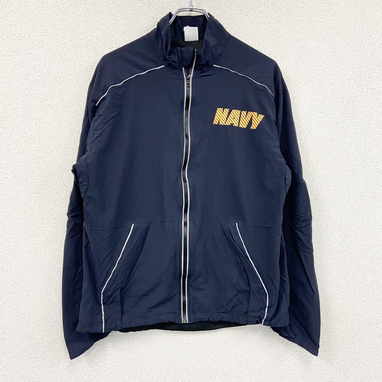 U.S.NAVY　RUNNING JACKET　ナイロンジャケット　ミリタリー　米軍　デカロゴ　紺　ネイビー　Sサイズ