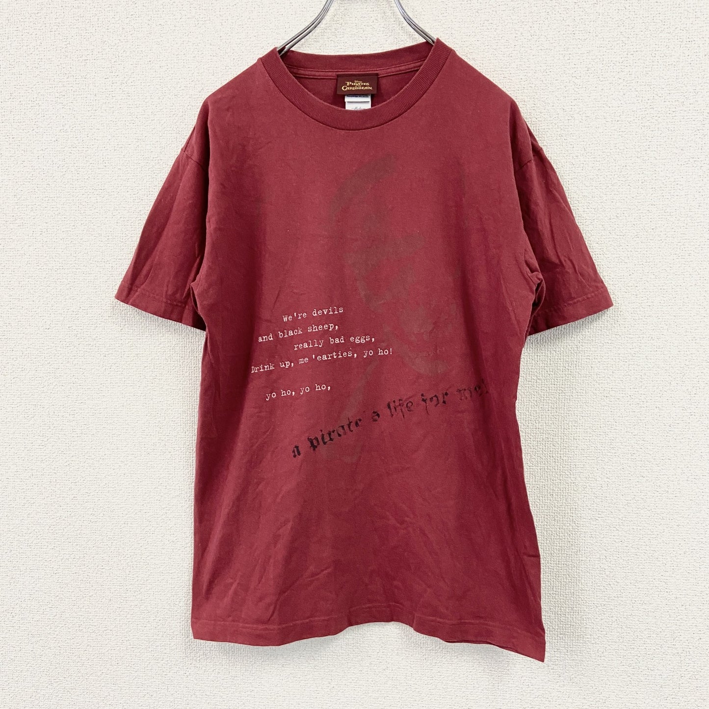 Print star　PIRATES of the CARIBBEAN　半袖ムービープリントTシャツ　赤　レッド　Mサイズ