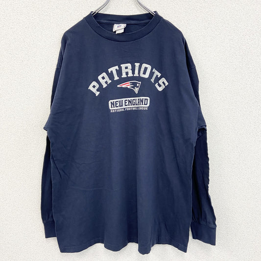 古着 used　NFL　半袖プリントTシャツ　ニューイングランドペイトリオッツ　フットボール　紺　ネイビー　2XLサイズ