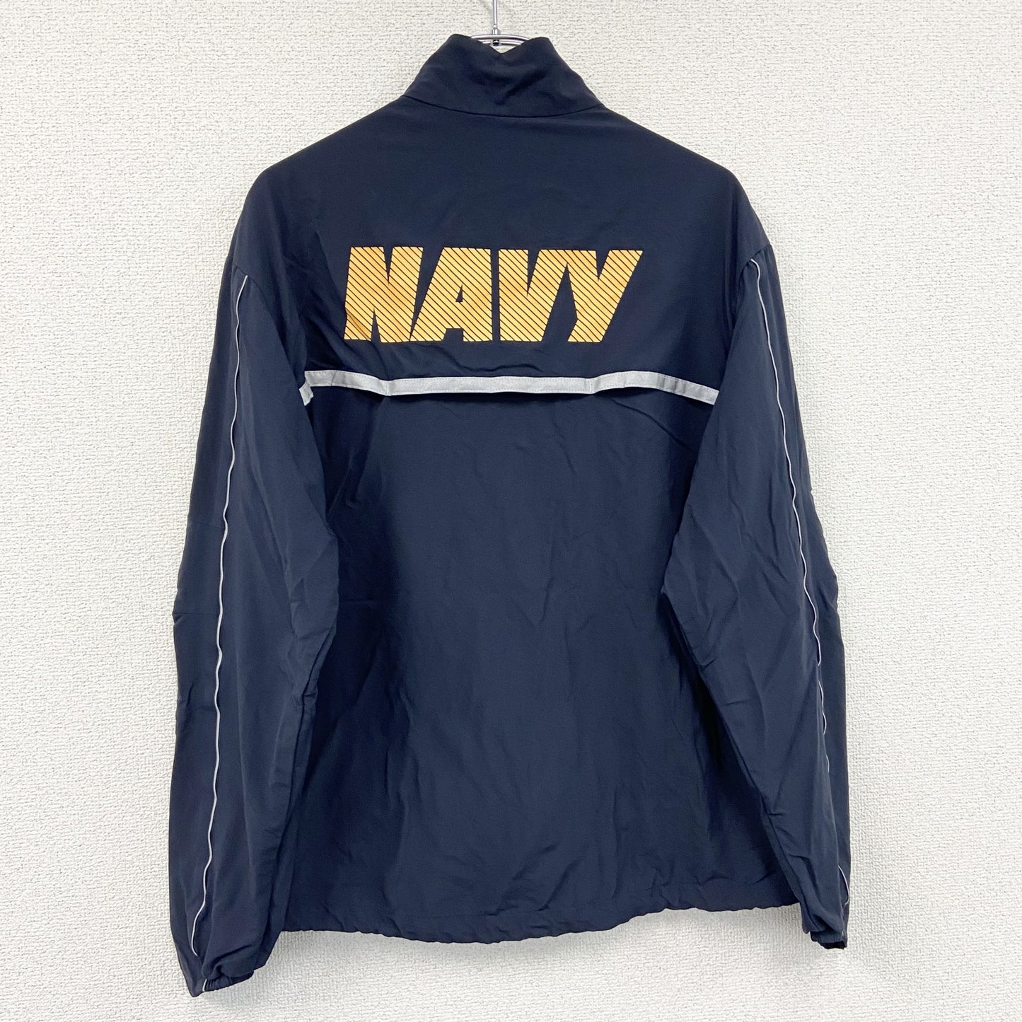 U.S.NAVY　RUNNING JACKET　ナイロンジャケット　ミリタリー　米軍　デカロゴ　紺　ネイビー　Sサイズ