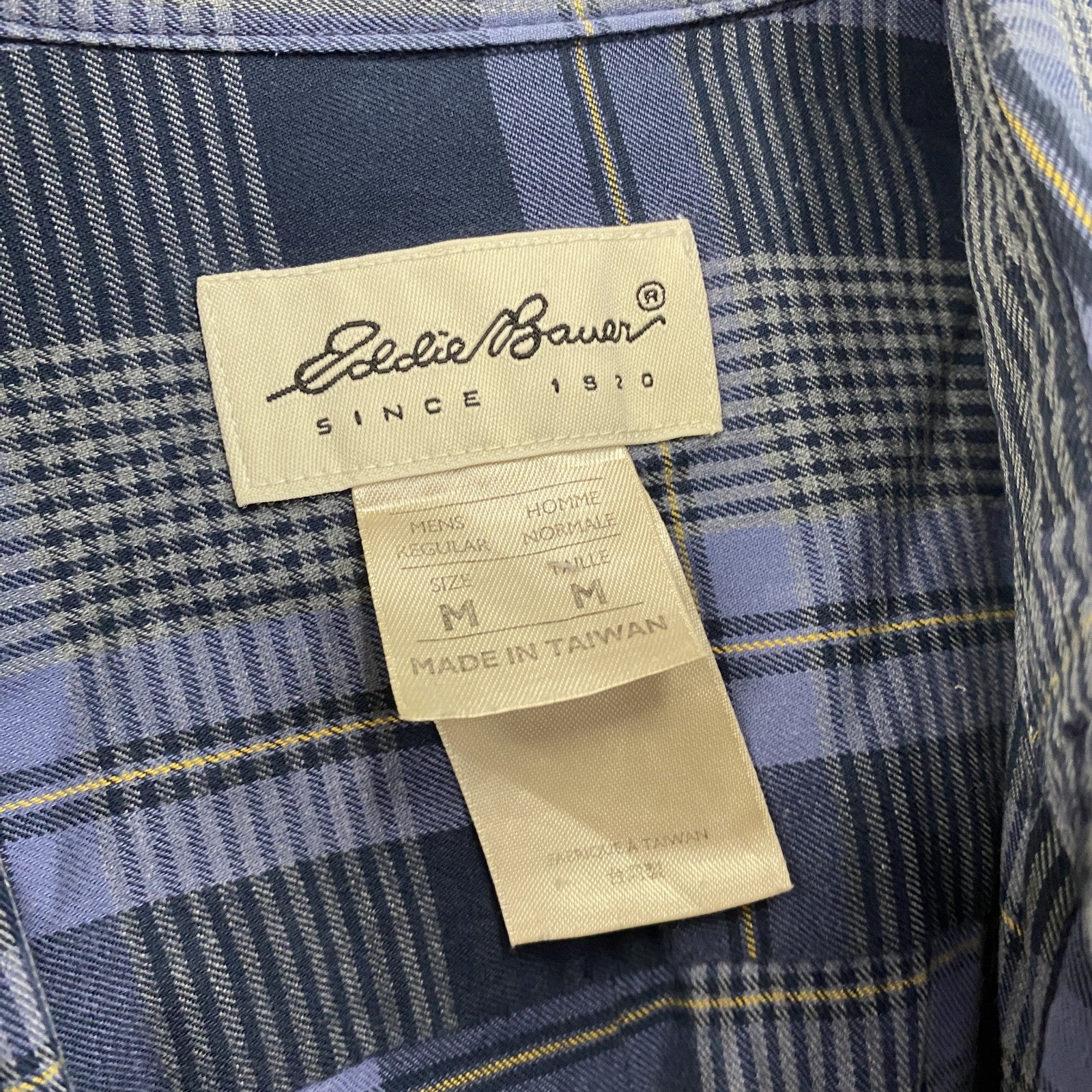 90s　Eddie Bauer　エディーバウアー　長袖シャツ　チェック柄　ヴィンテージ　青　ブルー　Mサイズ