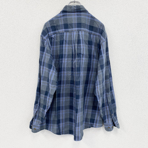 90s　Eddie Bauer　エディーバウアー　長袖シャツ　チェック柄　ヴィンテージ　青　ブルー　Mサイズ
