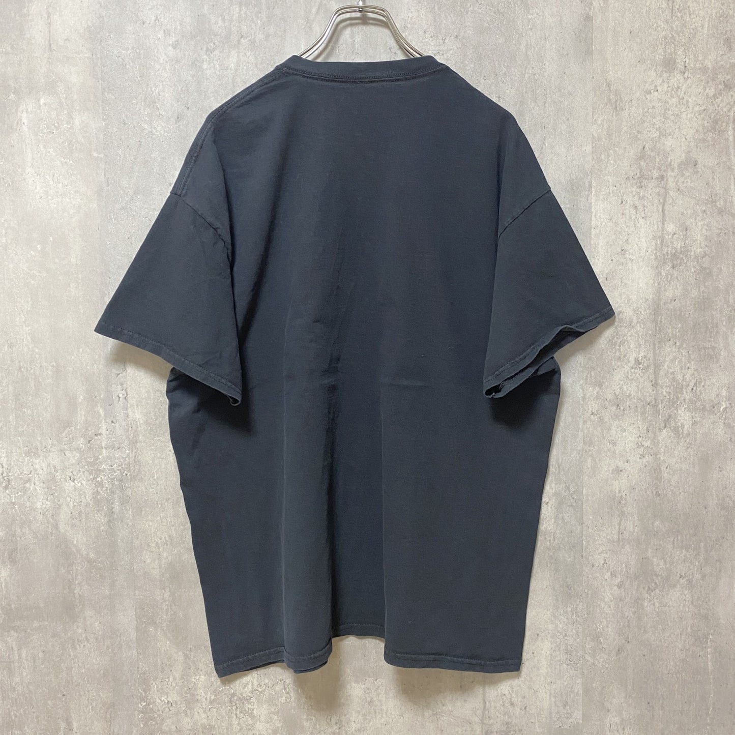 古着 used　MELMARC　半袖プリントTシャツ　黒　ブラック　レトロデザイン　ビッグシルエット　XLサイズ