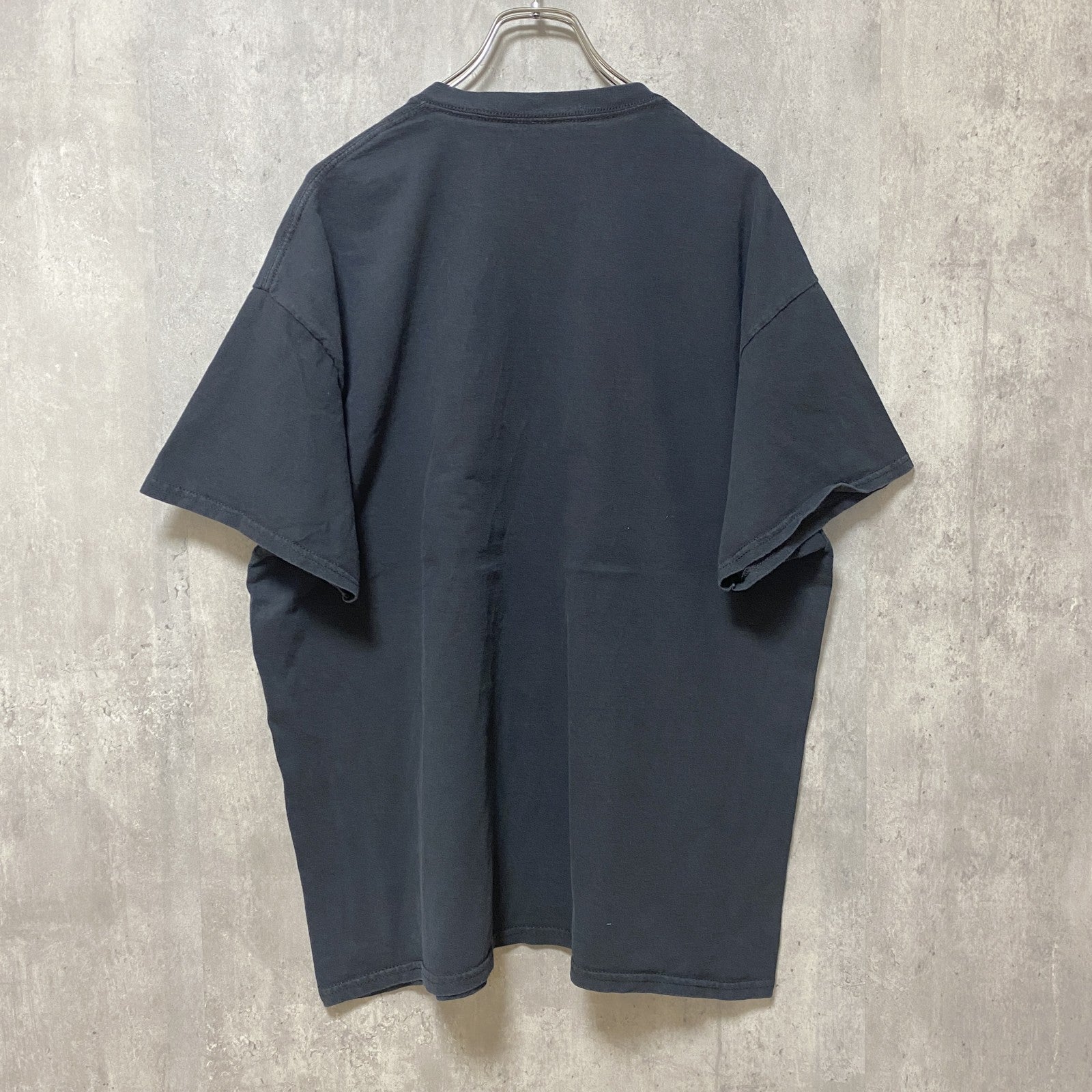 古着 used　MELMARC　半袖プリントTシャツ　黒　ブラック　レトロデザイン　ビッグシルエット　XLサイズ
