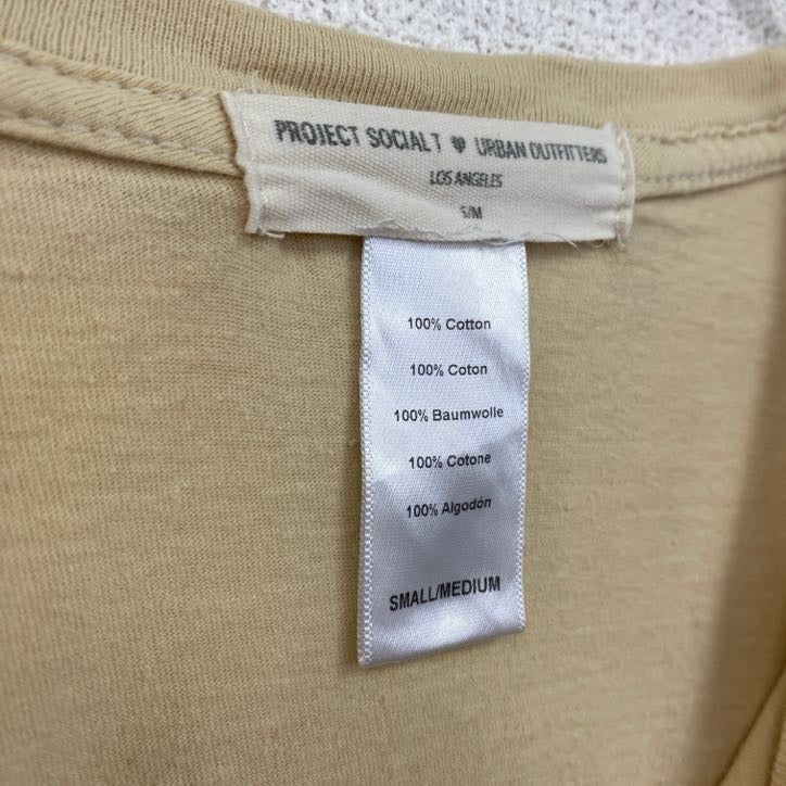 古着 used　PROIECT SOCIAL T　半袖アニマルプリントTシャツ　タイガー　虎　クルーネック　黄色　S/Mサイズ