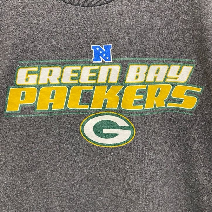 古着 used　NFL　半袖プリントTシャツ　グリーンベイパッカーズ　フットボール　灰色　ダークグレー　Lサイズ