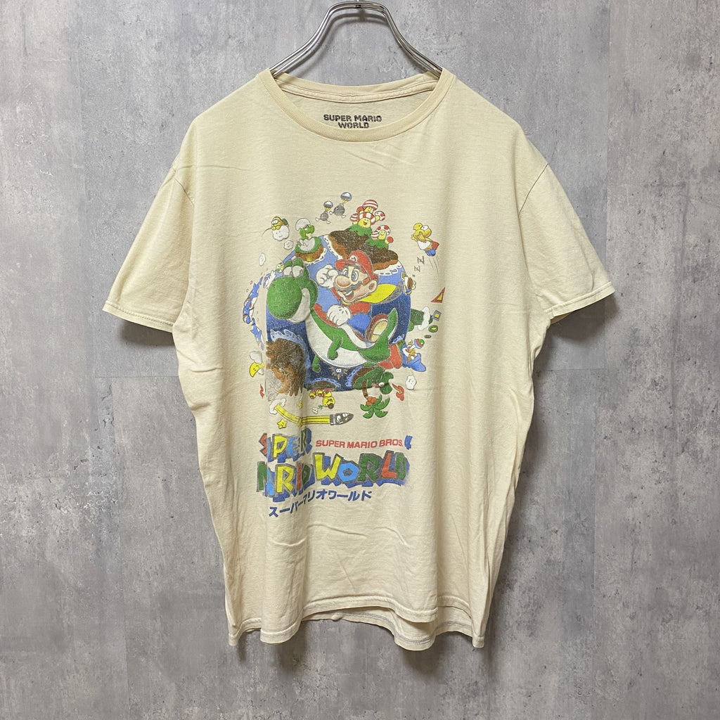 古着 used　SUPERMARIO　マリオ　半袖プリントTシャツ　オフィシャル　アイボリー