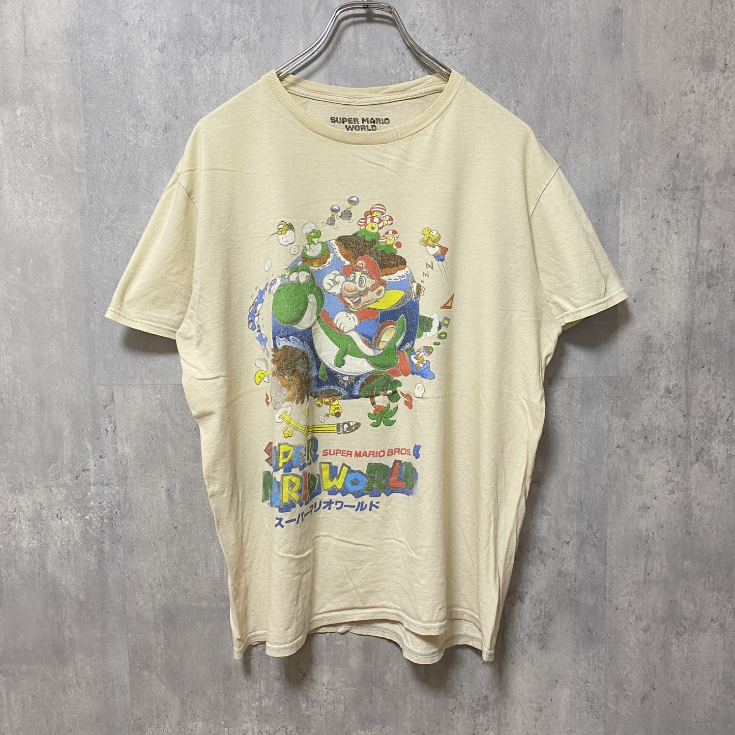 古着 used　SUPERMARIO　マリオ　半袖プリントTシャツ　オフィシャル　アイボリー