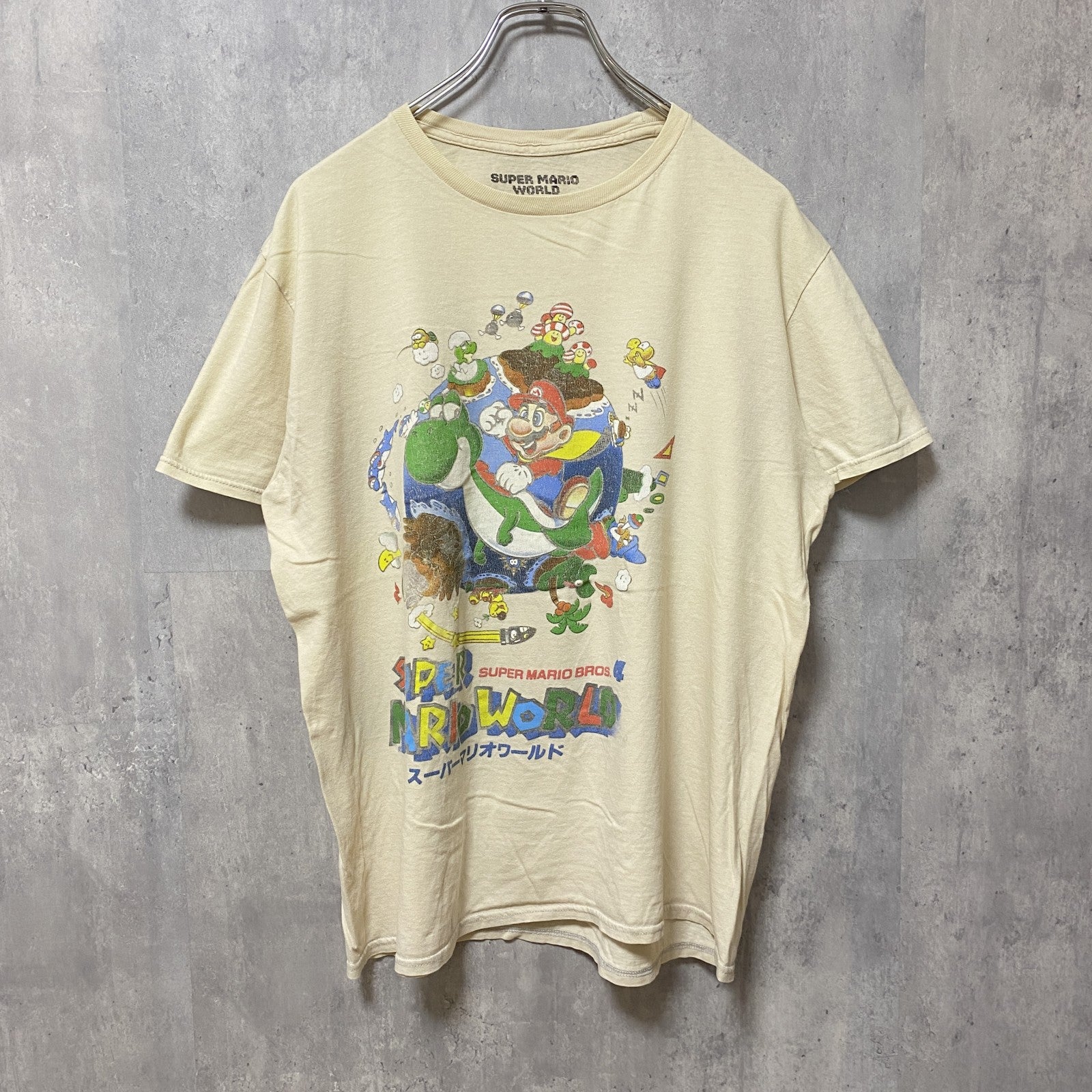 古着 used　SUPERMARIO　マリオ　半袖プリントTシャツ　オフィシャル　アイボリー