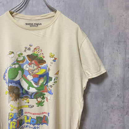 古着 used　SUPERMARIO　マリオ　半袖プリントTシャツ　オフィシャル　アイボリー