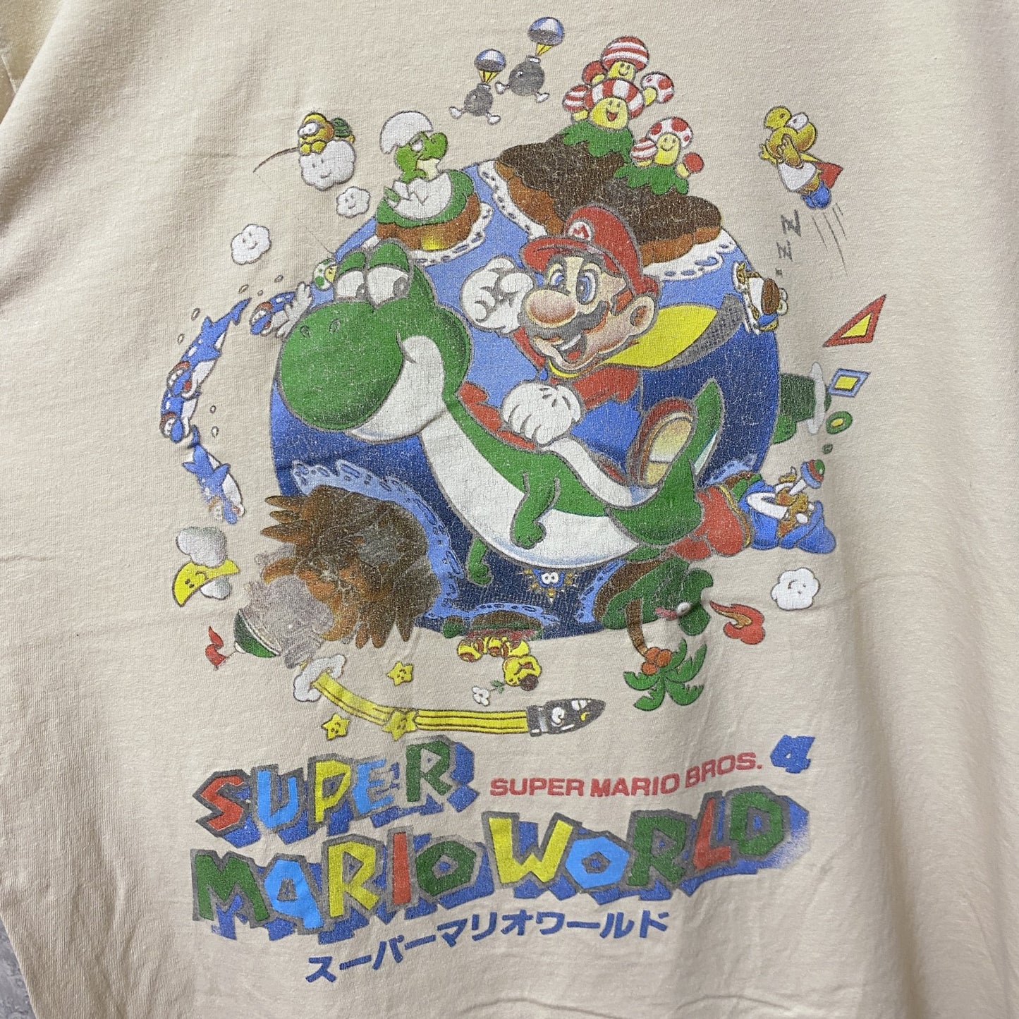 古着 used　SUPERMARIO　マリオ　半袖プリントTシャツ　オフィシャル　アイボリー