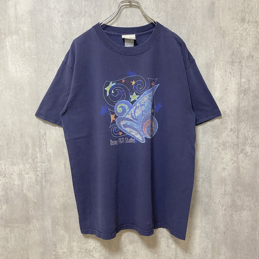 古着 used　Disney　ディズニー　半袖プリントTシャツ　オフィシャル　紺　ネイビー　ビッグシルエット　オーバーサイズ