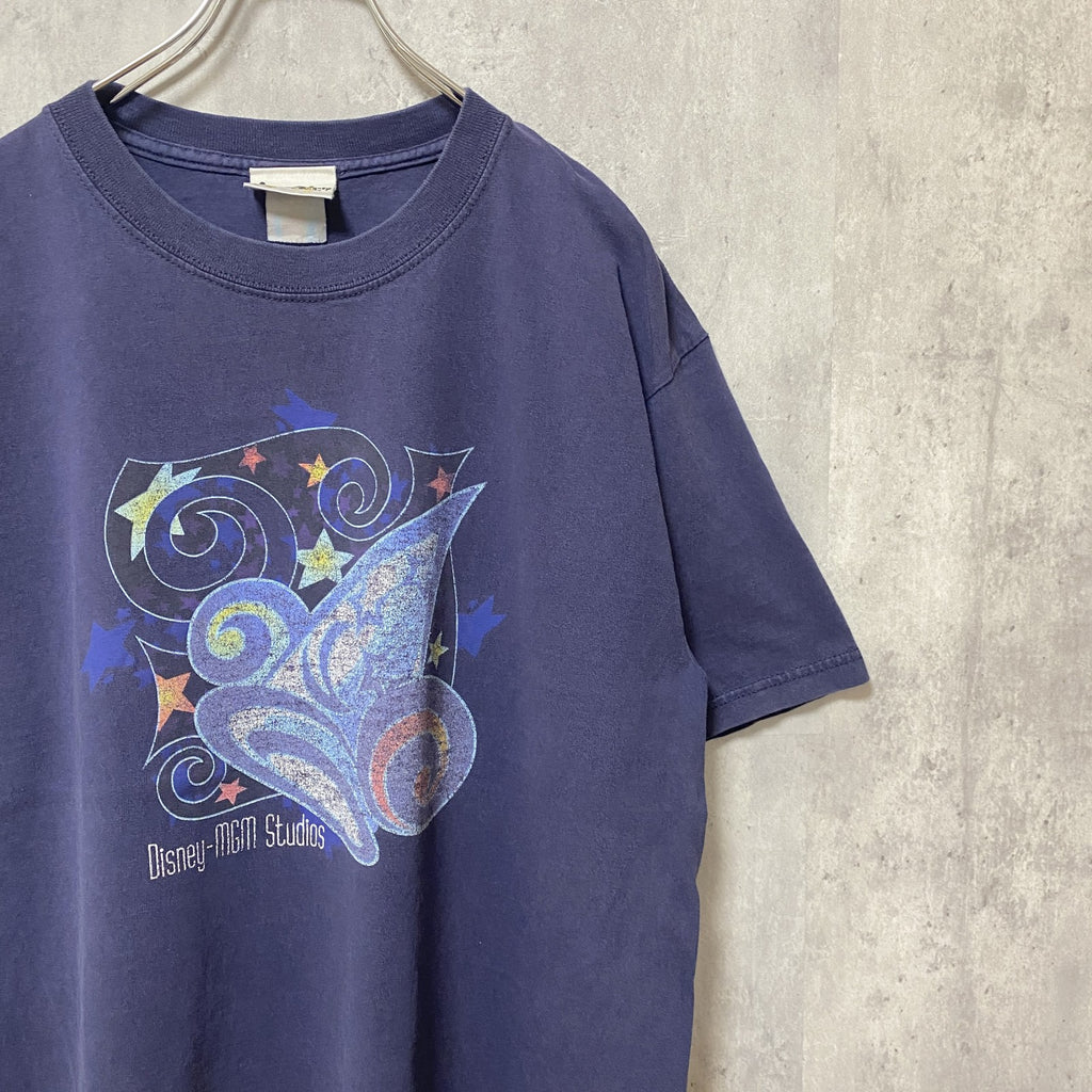古着 used　Disney　ディズニー　半袖プリントTシャツ　オフィシャル　紺　ネイビー　ビッグシルエット　オーバーサイズ