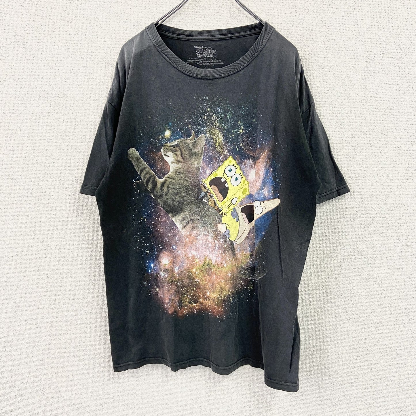 SpongeBob　スポンジボブ　半袖アニメプリントTシャツ　パトリック　黒　ブラック　Lサイズ