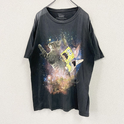 SpongeBob　スポンジボブ　半袖アニメプリントTシャツ　パトリック　黒　ブラック　Lサイズ