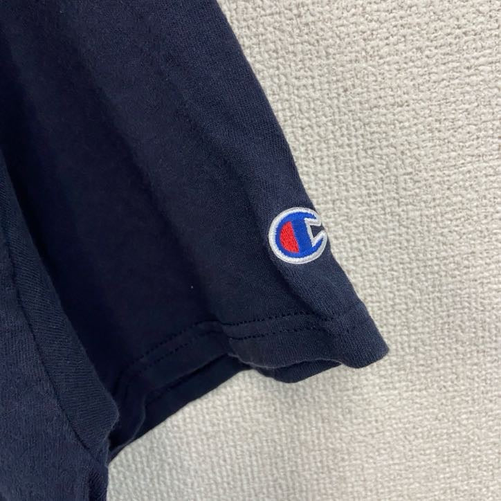 古着 used　champion　チャンピオン　半袖カレッジプリントTシャツ　ETBU　紺　ネイビー　Lサイズ