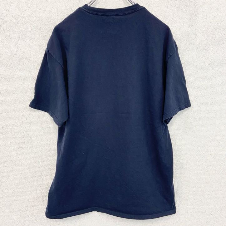 古着 used　champion　チャンピオン　半袖カレッジプリントTシャツ　ETBU　紺　ネイビー　Lサイズ