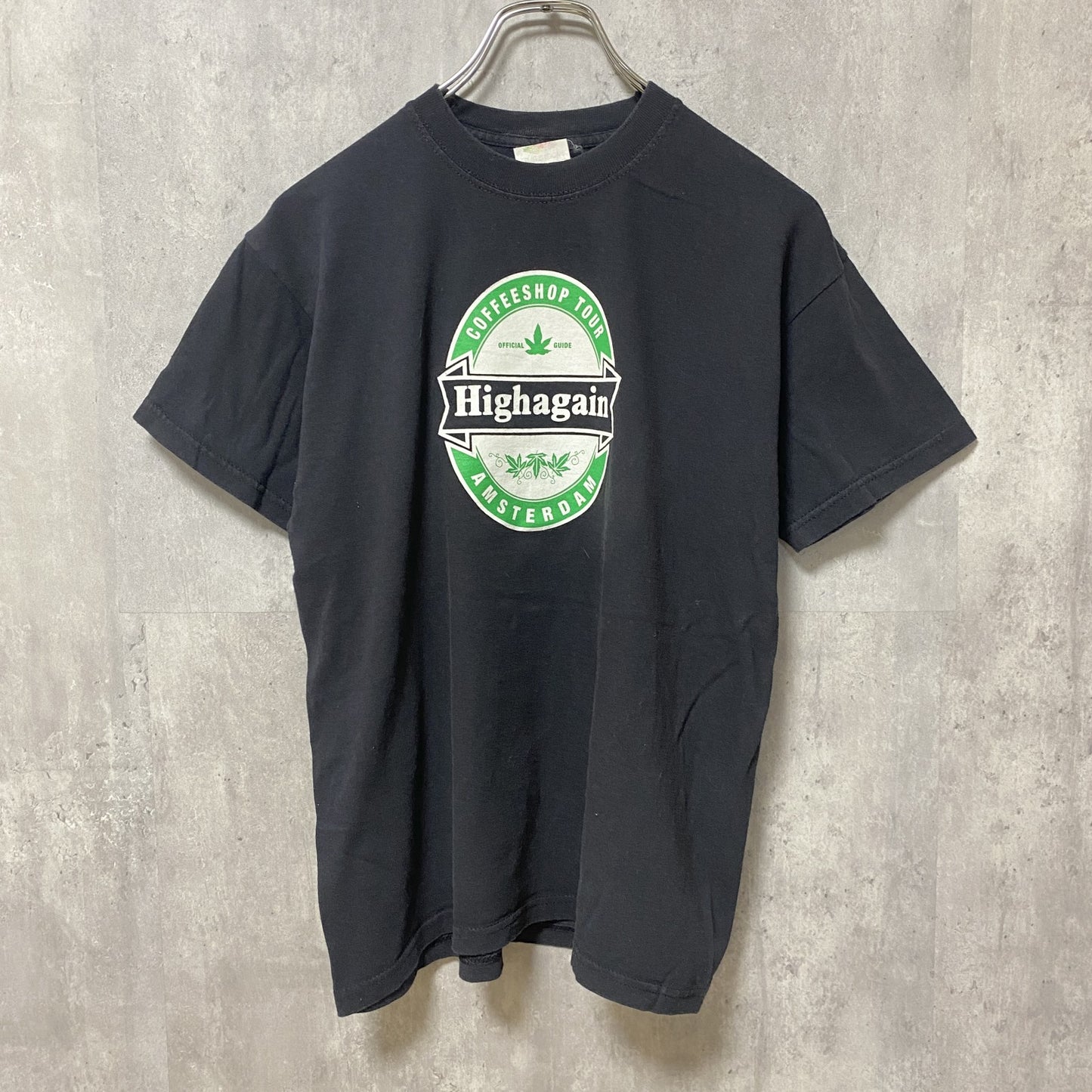 古着 used　FRUITSOFTHELOOM フルーツオブザルーム　半袖プリントTシャツ　レトロ　黒　ブラック　Mサイズ