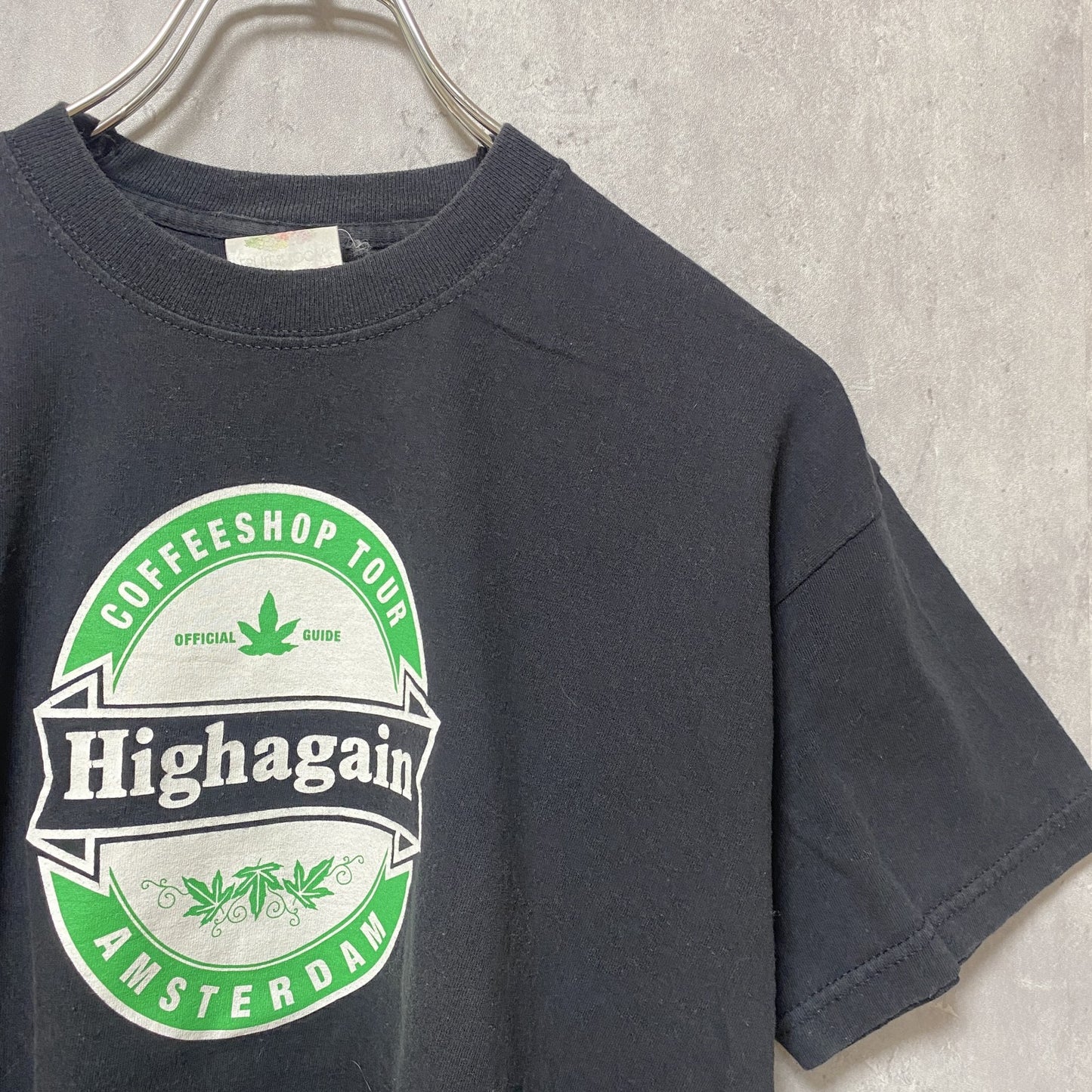 古着 used　FRUITSOFTHELOOM フルーツオブザルーム　半袖プリントTシャツ　レトロ　黒　ブラック　Mサイズ