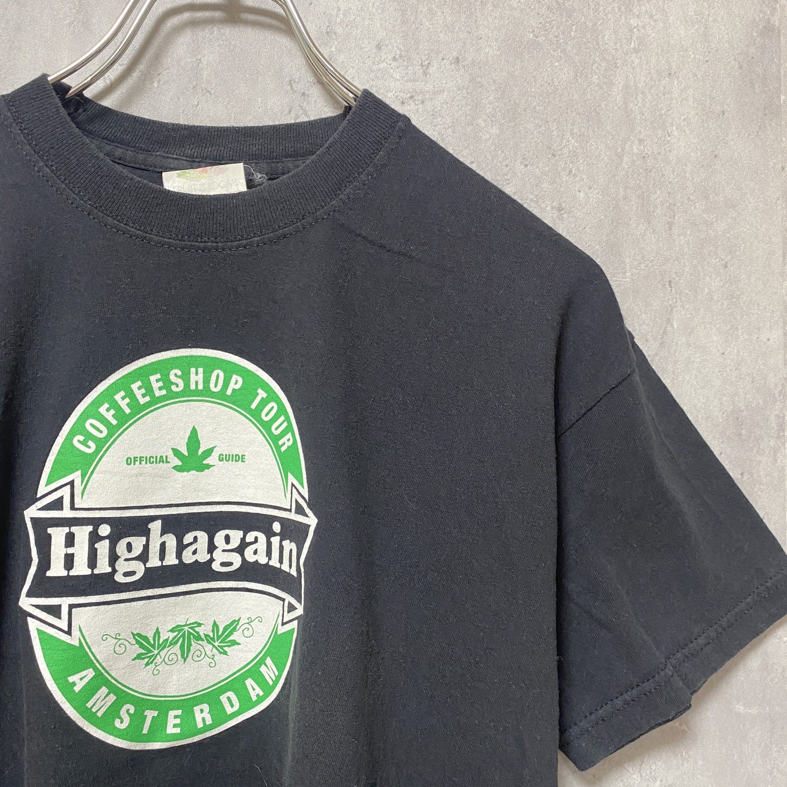 古着 used　FRUITSOFTHELOOM フルーツオブザルーム　半袖プリントTシャツ　レトロ　黒　ブラック　Mサイズ