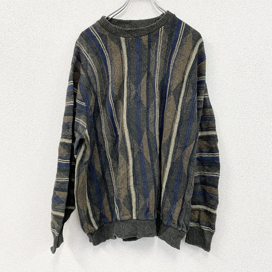 ～90s　haggar　COOGI風アクリルニットセーター　3Dニット　ヴィンテージ　総柄　マルチカラー　XLサイズ