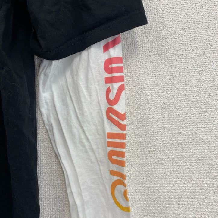 Quiksilver　クイックシルバー　長袖プリントレイヤードTシャツ　デカロゴ　クルーネック　黒　ブラック　XLサイズ