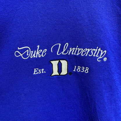 古着 used　colosseum　DUKE　デューク大学　長袖カレッジ刺繍スウェット　トレーナー　二重襟　青　秋冬服　Mサイズ
