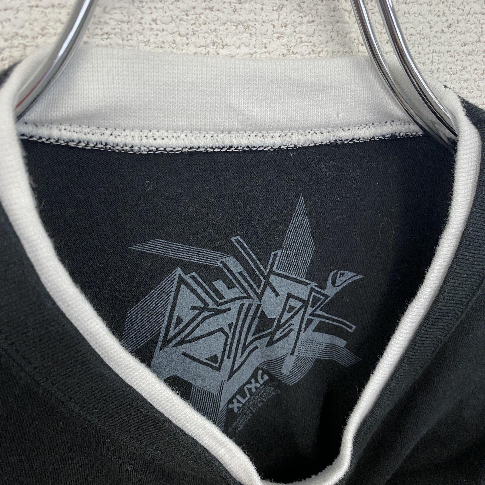 Quiksilver　クイックシルバー　長袖プリントレイヤードTシャツ　デカロゴ　クルーネック　黒　ブラック　XLサイズ