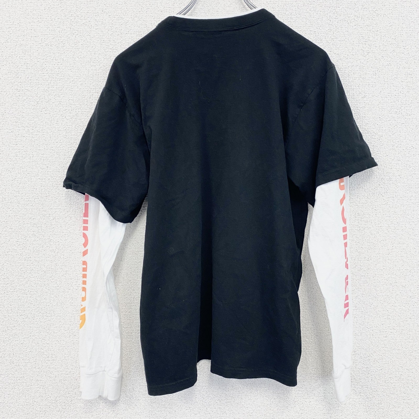Quiksilver　クイックシルバー　長袖プリントレイヤードTシャツ　デカロゴ　クルーネック　黒　ブラック　XLサイズ