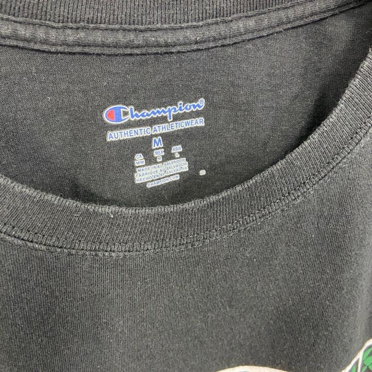 champion　チャンピオン　半袖カレッジプリントTシャツ　刺繍ロゴ　3連プリント　現行　黒　ブラック　Mサイズ