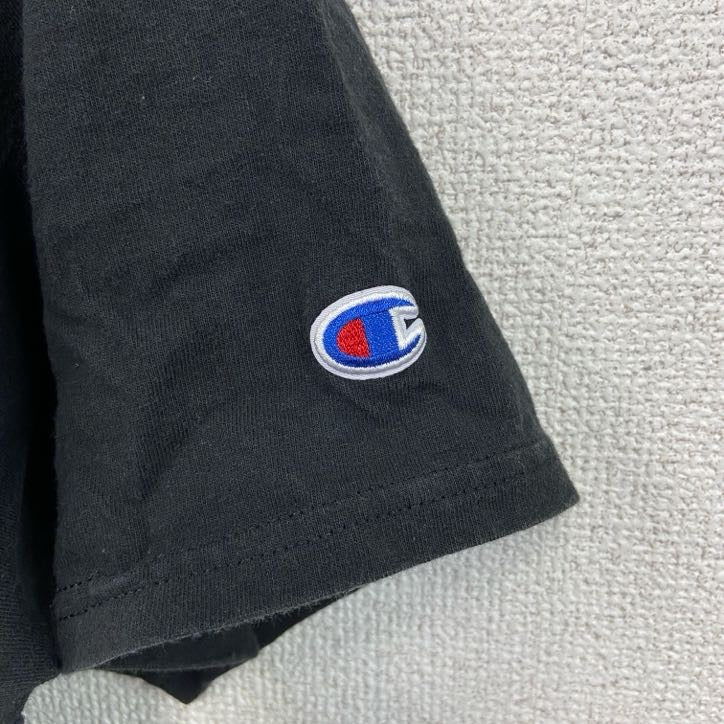 champion　チャンピオン　半袖カレッジプリントTシャツ　刺繍ロゴ　3連プリント　現行　黒　ブラック　Mサイズ